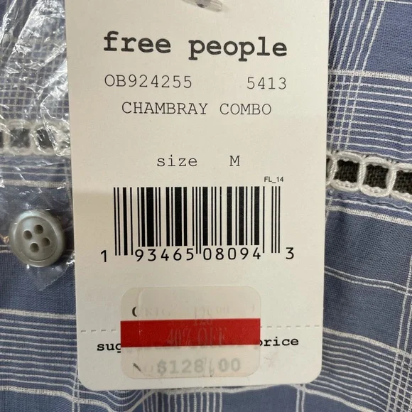COPY - Free people chambray top size medium - Picture 3 of 5